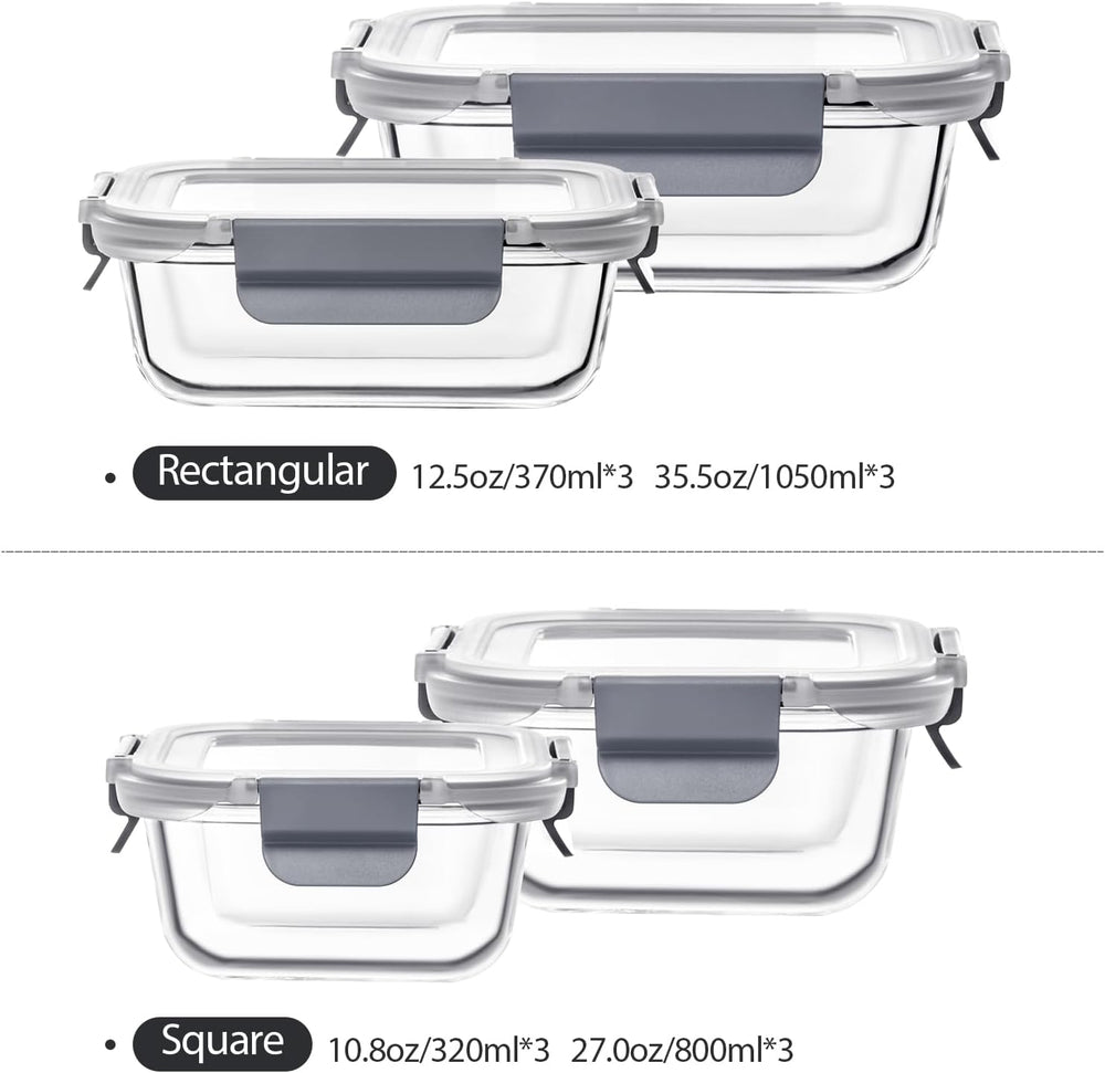 24 Pieces Glass Food Storage Containers with Lids,Glass Meal Prep Containers ...