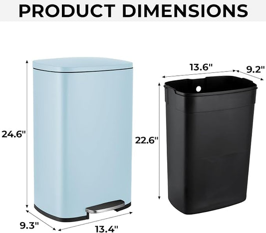 8 Gal Kitchen Trash Can, 30L Recycling or Garbage Bin, Brushed Stainless Steel - Image 2