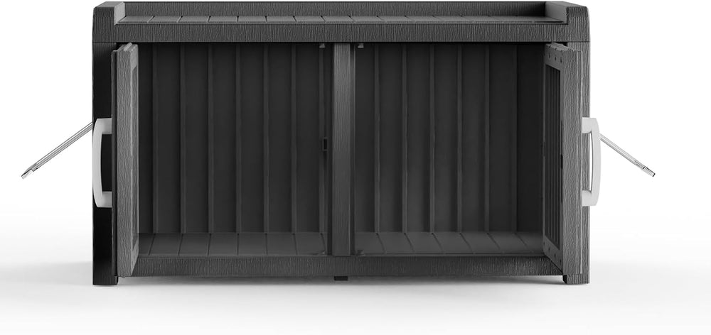 2 Doors Shoe Storage Bench with Cat Cabinet for Entryway, Hallway, Black