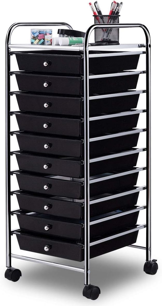 Giantex 10 Drawer Rolling Storage Cart Scrapbook Paper Office School Organize...