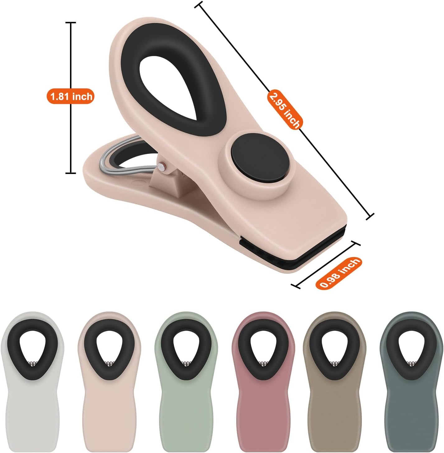 Chip Clips, Magnetic Bag Clips with Air Tight Seal for Food Storage, 12 Pieces, Neutral Color