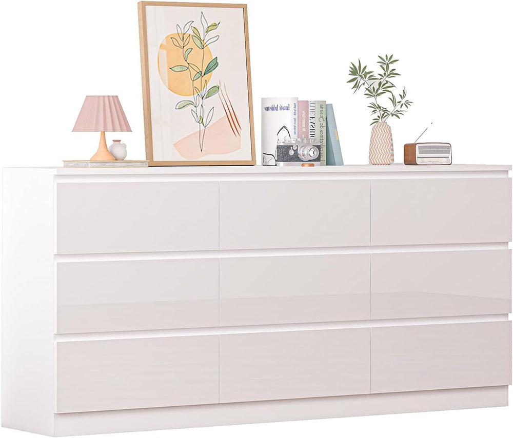 70 INCH 9 Drawers Dresser with Charging Station, Modern Large Dresser with 9 ...