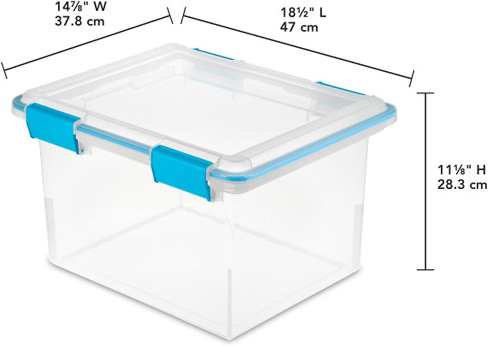 Sterilite Gasket Storage Box with Lids for Home & Office, 32 Quart, 4-Pack
