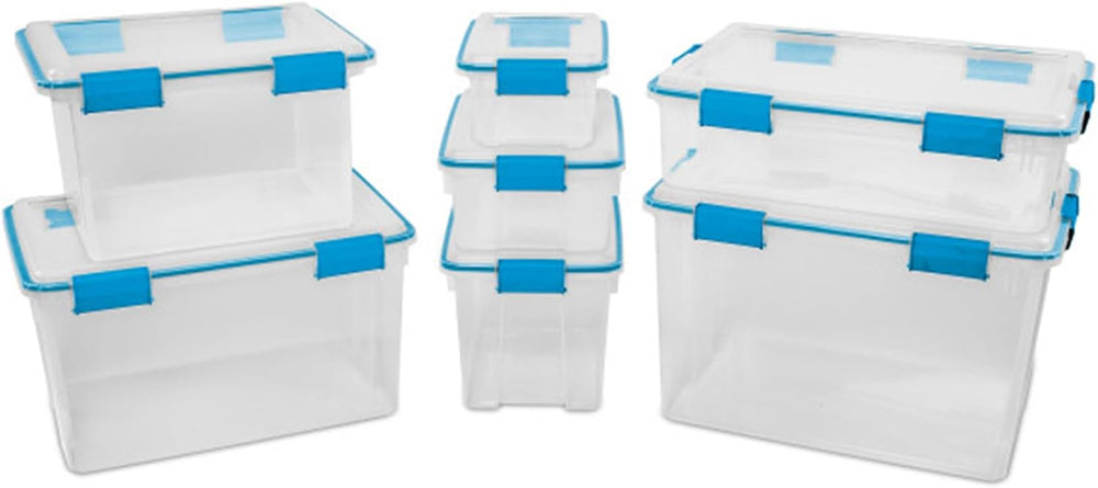 Sterilite Gasket Storage Box with Lids for Home & Office, 20 Quart, 6-Pack.