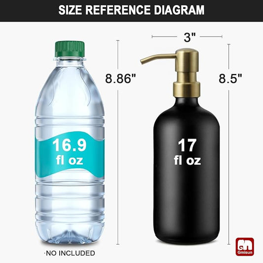 GMISUN Gold Soap Dispenser, 2 Pack Matte Black Glass Bathroom Hand Soap - Image 2
