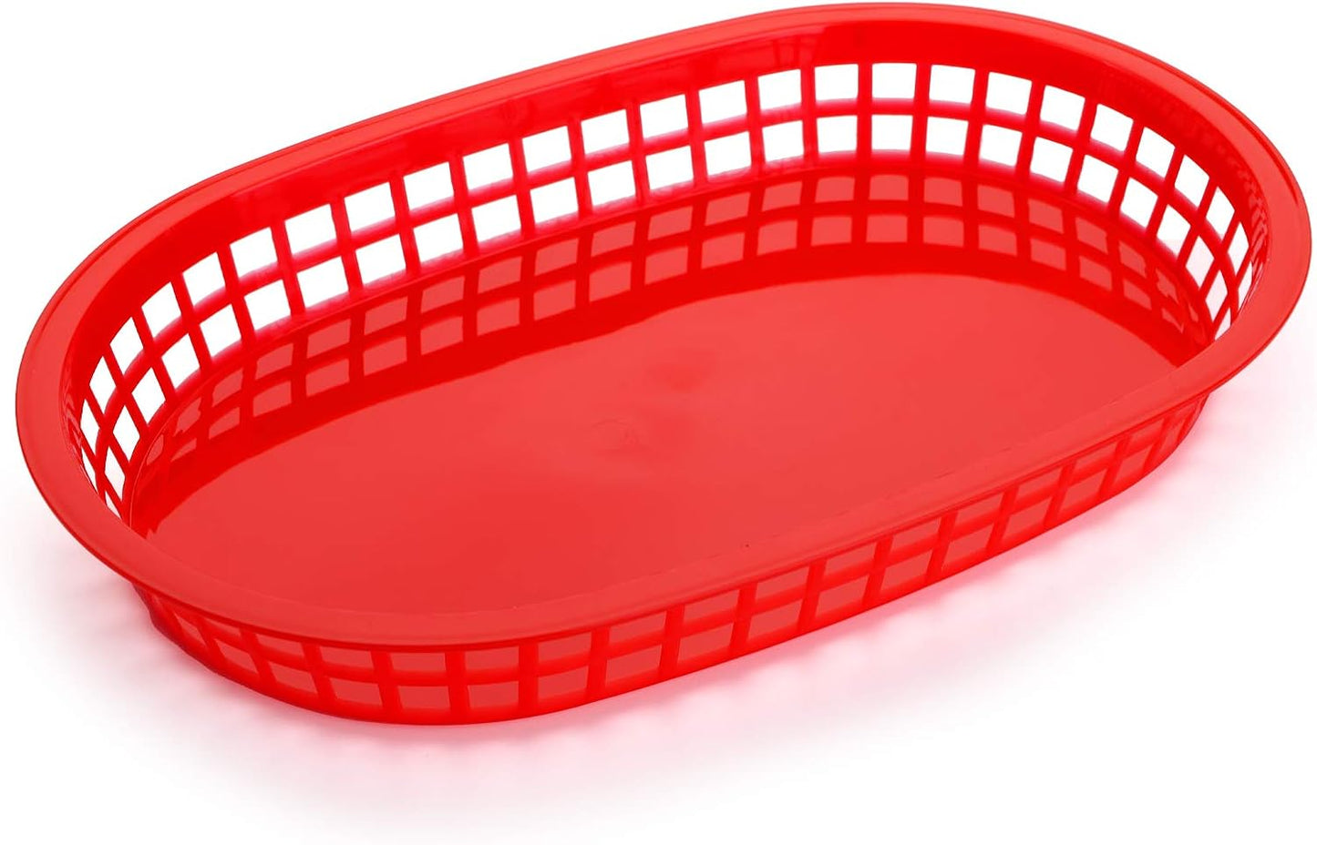 Cedilis 40 Pack Fast Food Baskets, 10.5 x 7 Inch Plastic Baskets, Food Service Tray for Hot Dogs, Burgers, Sandwiches, Fries, Barbecues, Picnics, Parties (red)