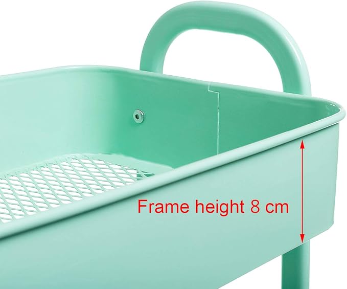 AGTEK Makeup Cart, Movable Rolling Organizer Cart, Macaron Blue 3 Tier Metal - Image 7