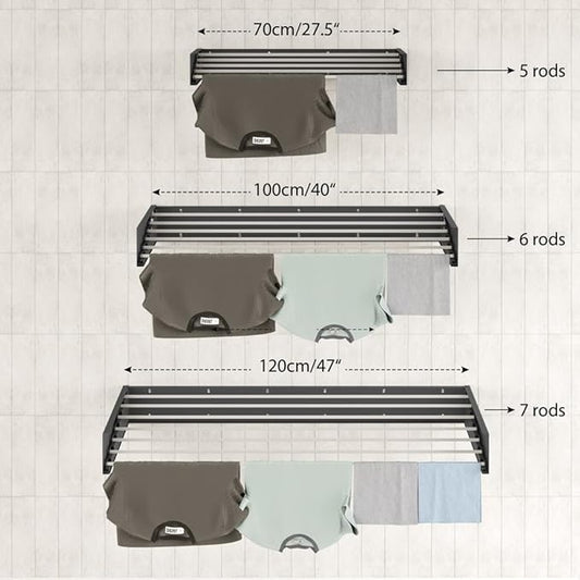 Step Up Laundry Drying Rack, Wall Mounted, Retractable Clothes Drying Rack - Image 2