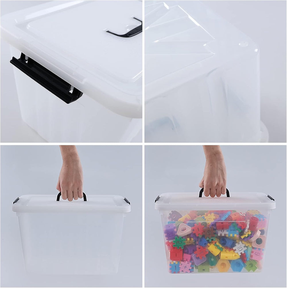 4-Pack 25 Quart Storage Boxes, Plastic Storage Latch Bin