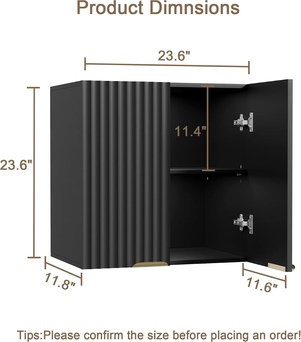 ChooChoo Bathroom Wall Cabinet, Laundry Room Cabinet with 2 Fluted Doors