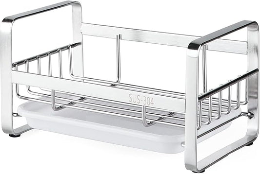 HULISEN Kitchen Sink Sponge Holder, 304 Stainless Steel Kitchen Soap Dispenser - Image 2