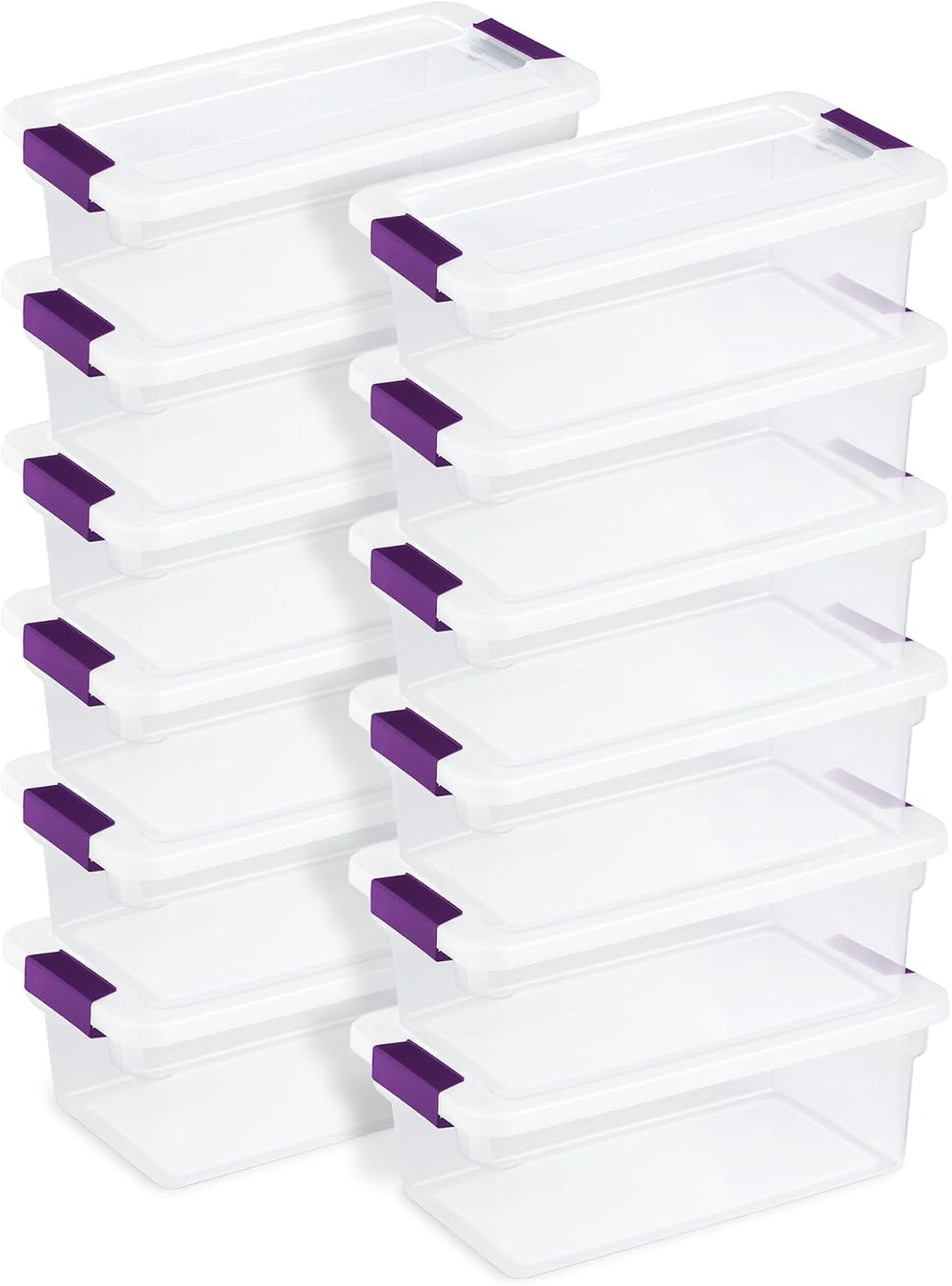 Sterilite 12-Pack 6 Quart ClearView Latch Box, Stackable Organizer Bins