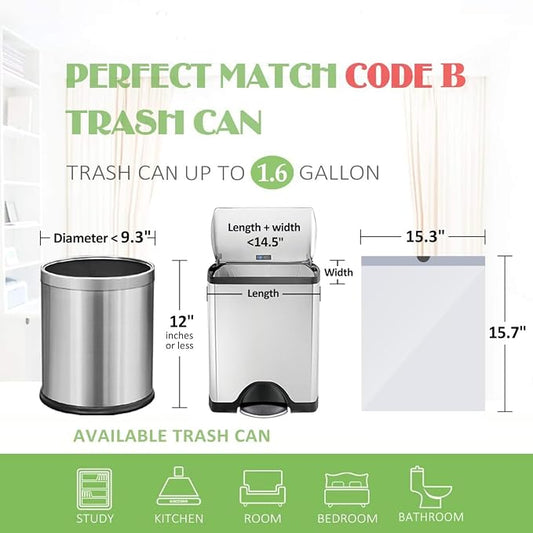 1.6 Gallon/220pcs Strong Drawstring Trash Bags Garbage Bags by Teivio, Bathroom - Image 2