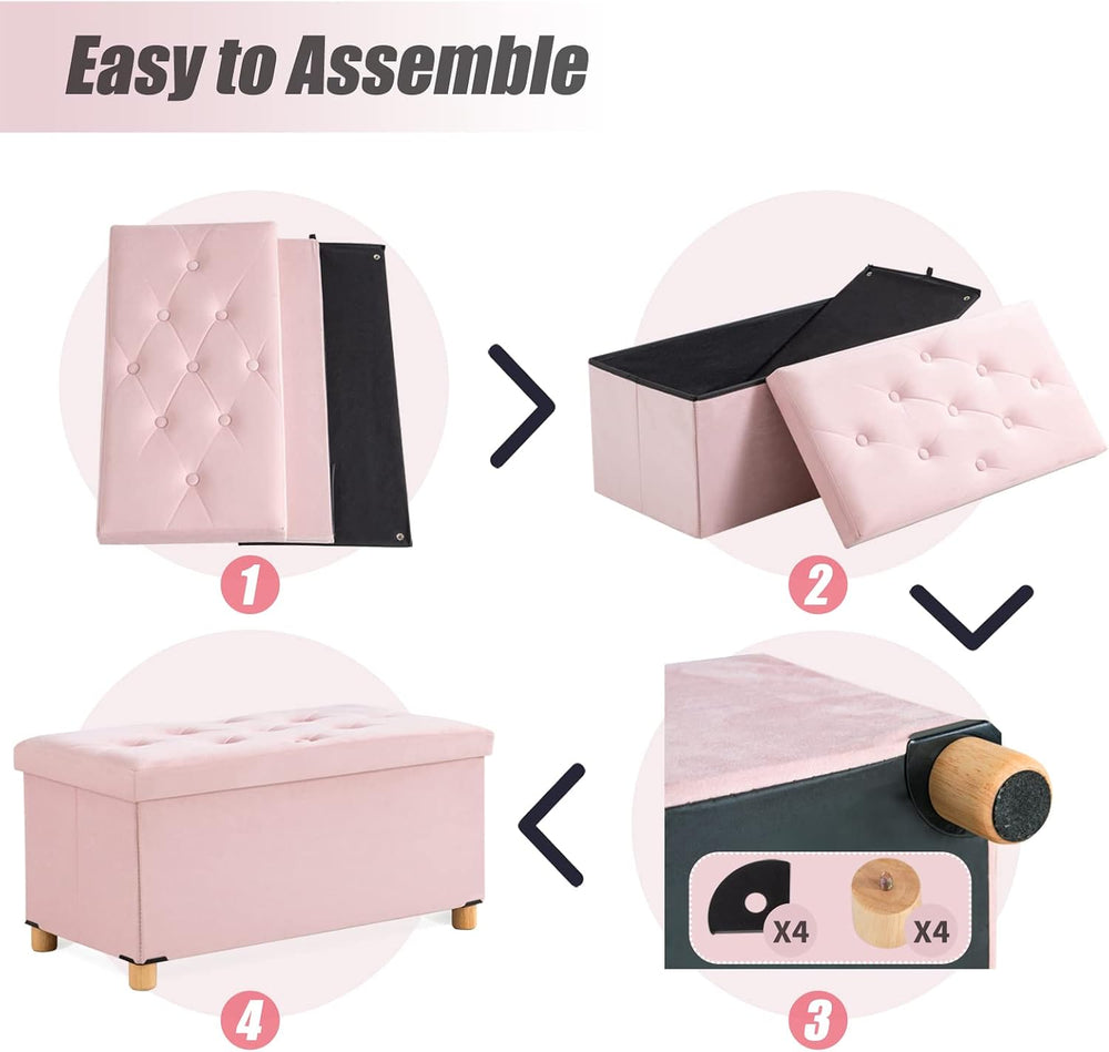 BRIAN & DANY 30 Inches Folding Storage Ottoman Bench, Ottoman with Storag...