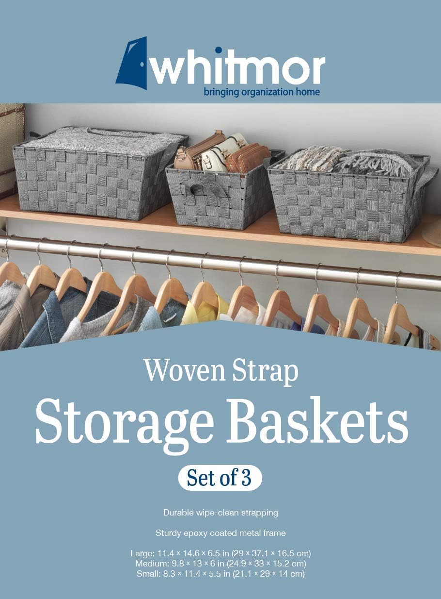 Whitmor Woven Strap Storage Baskets S/3-Gray (Pack of 2)