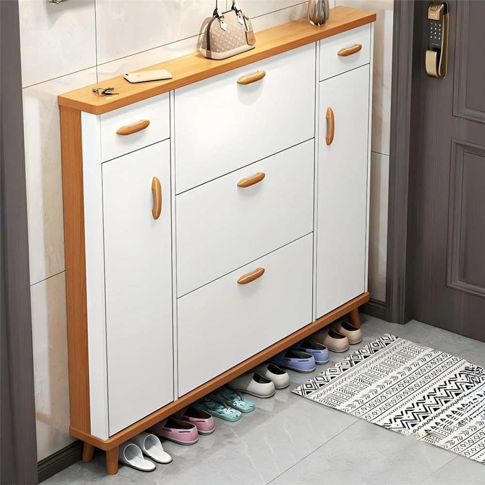 Shoe Storage Cabinet with Large Storage Drawer&Cabinet Space Solid Wood M...
