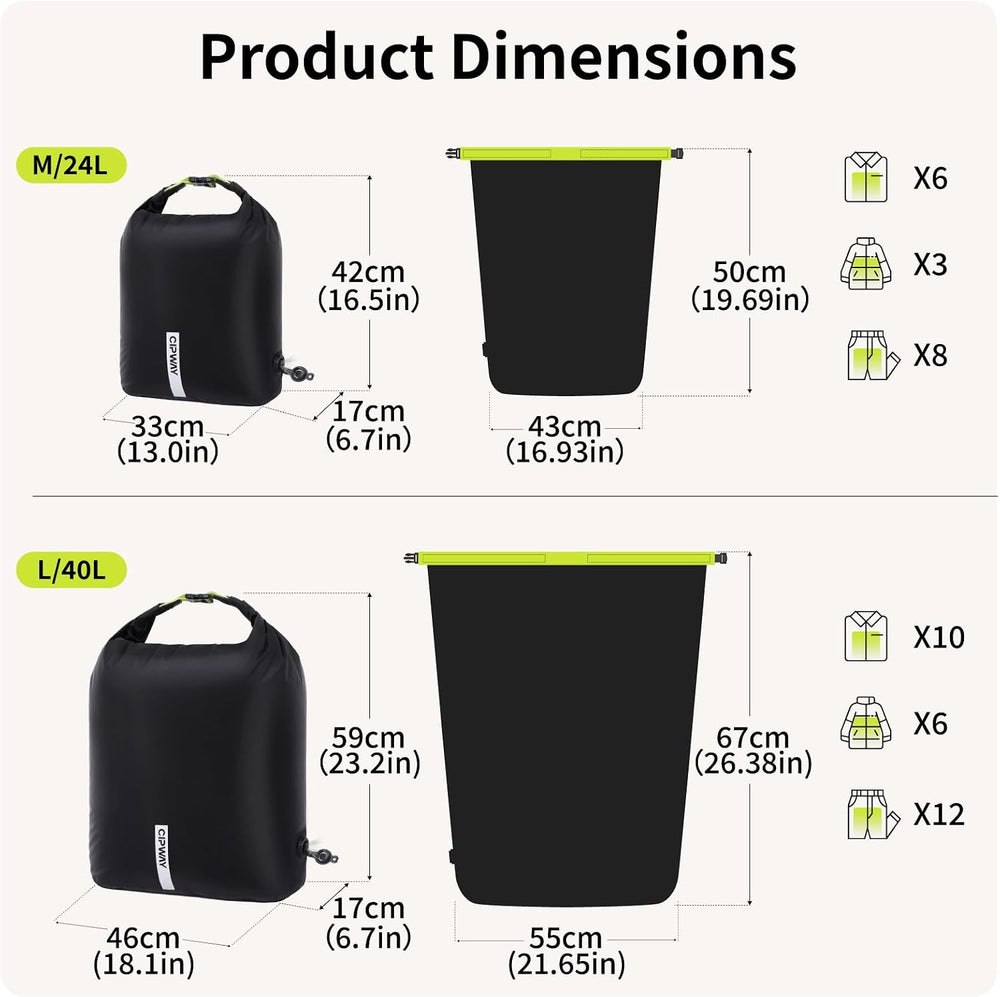 Travel Compression Laundry Bag for Dirty Clothes, 40L 2Pack