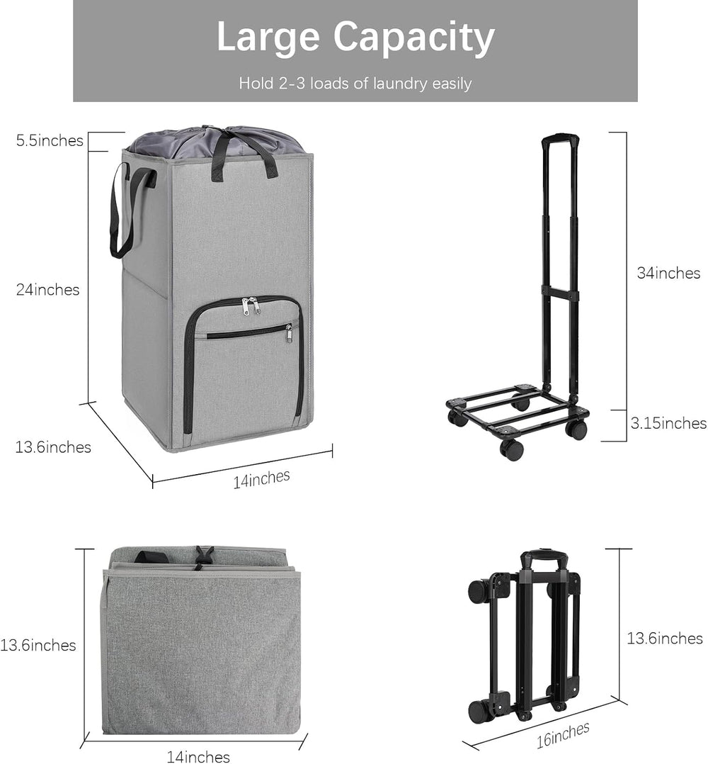 Bukere Rolling Laundry Hamper with Wheels, Large 90L Freestanding Collapsible...