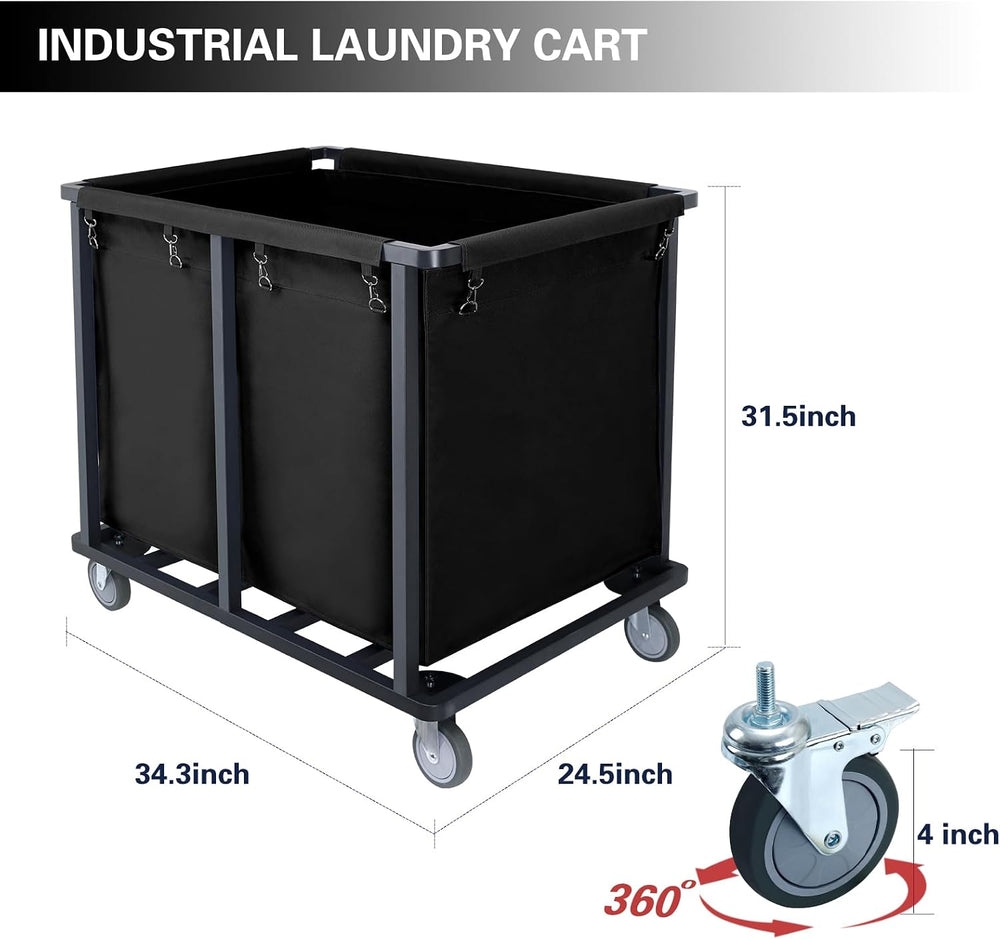 Commercial Laundry Cart with Wheels,400L Black