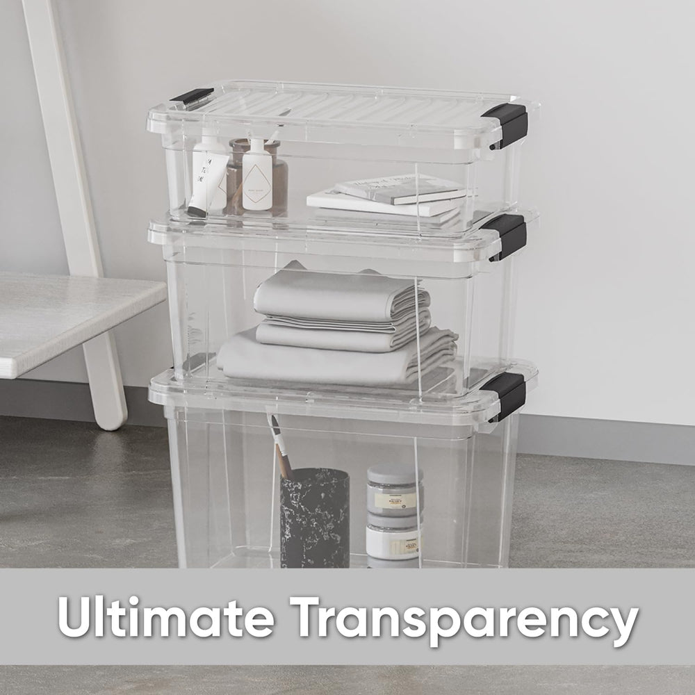 Superio 26.5 Quart Clear Plastic Storage Boxes with Lids, Stackable Organizer...