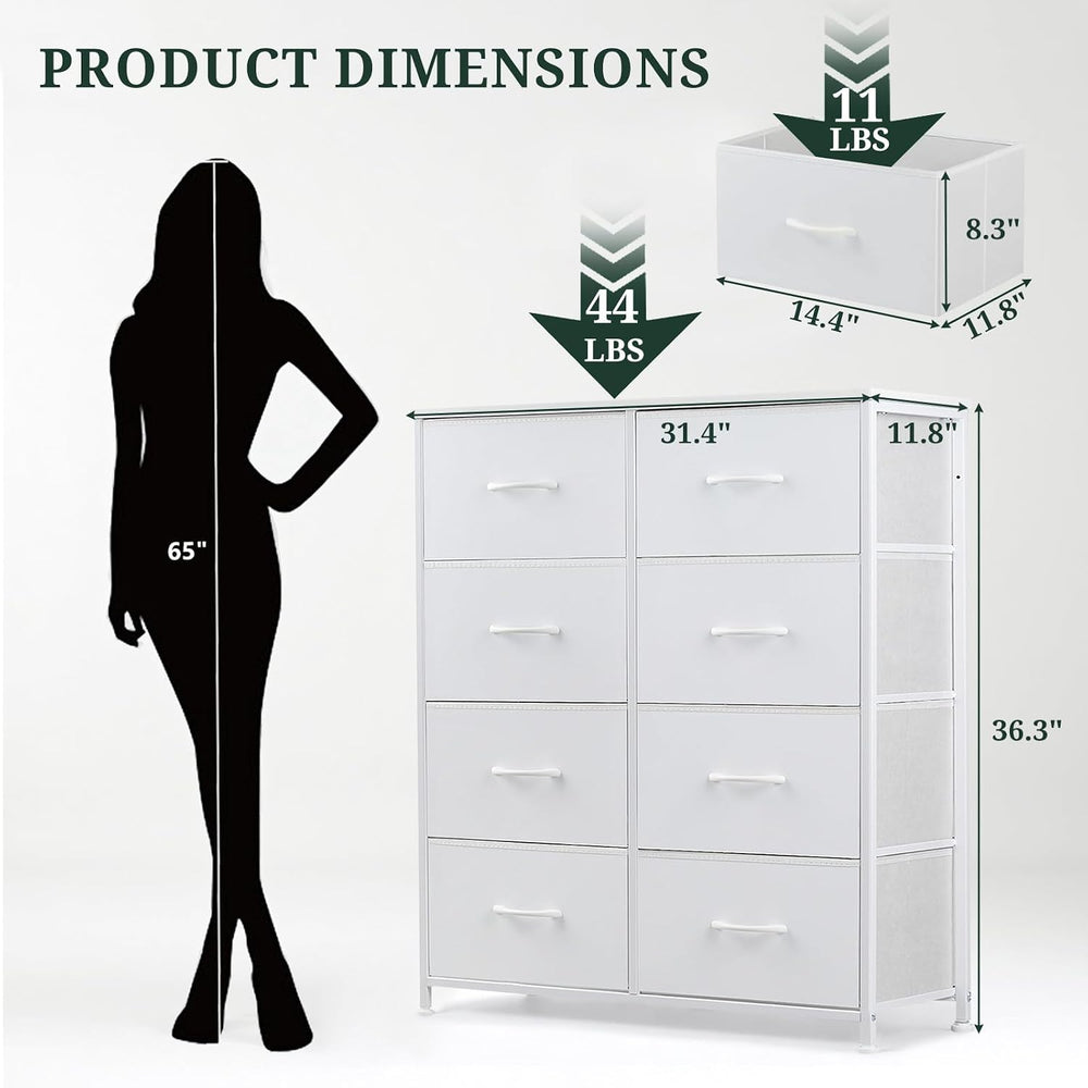 8-Drawer Dresser for Bedroom, Anti-Tip Tall Storage Organizer