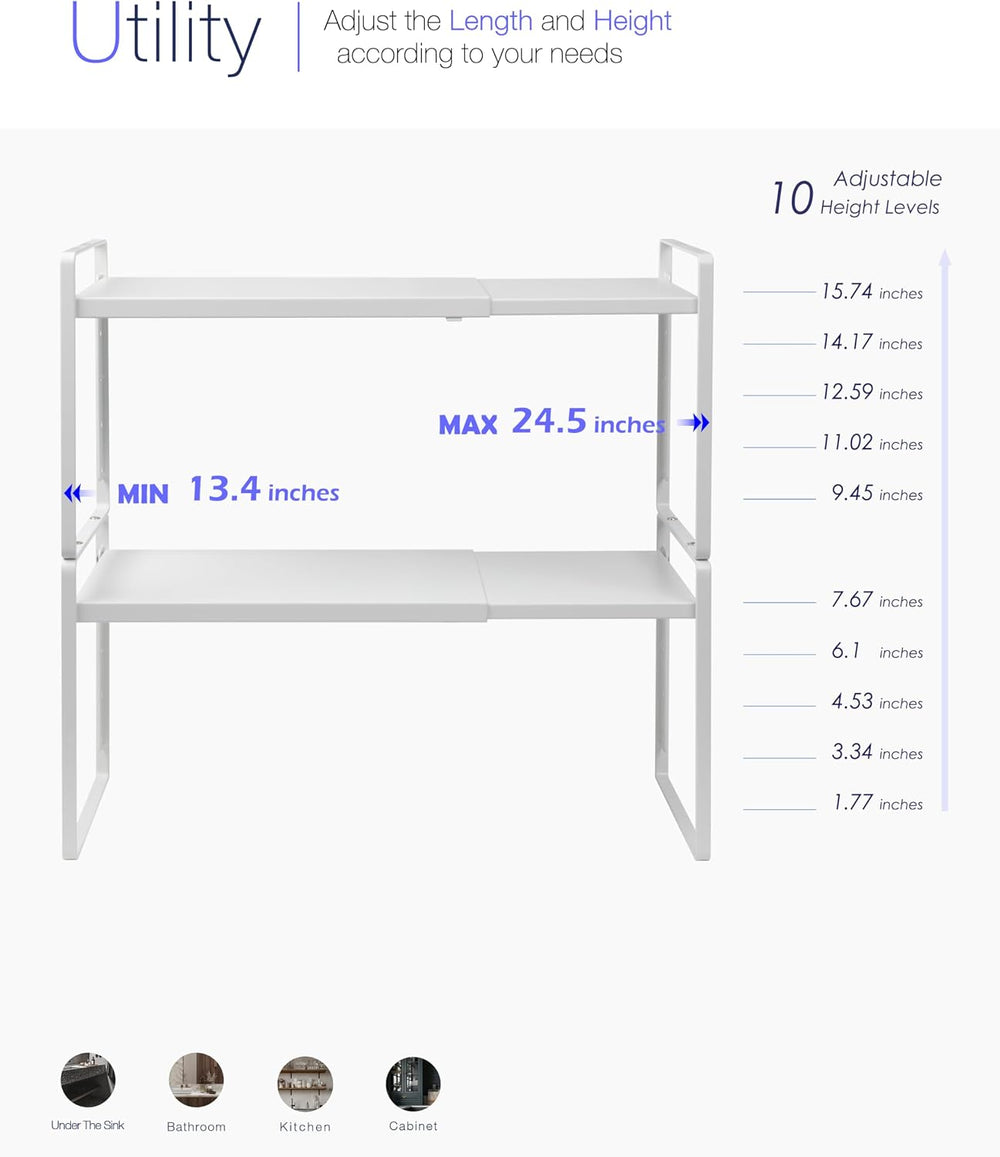 Nxconsu Kitchen Cabinet Shelf Organizers, Countertop Riser, 10.5" 2 Pack