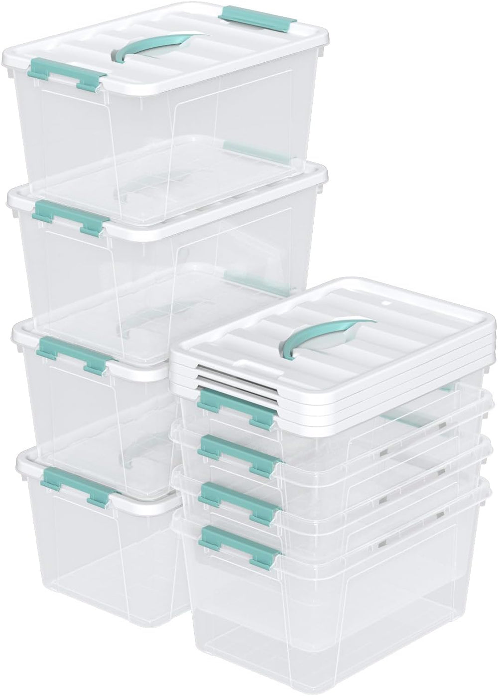 8-Pack Stackable Clear Storage Bins with Lids, 14-Qt Storage Box