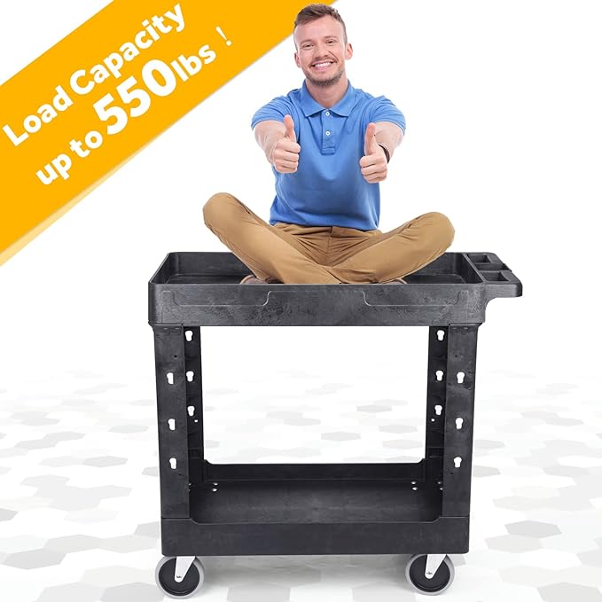 ELAFROS Heavy Duty Plastic Utility Cart 34 x 17 Inch - Image 6