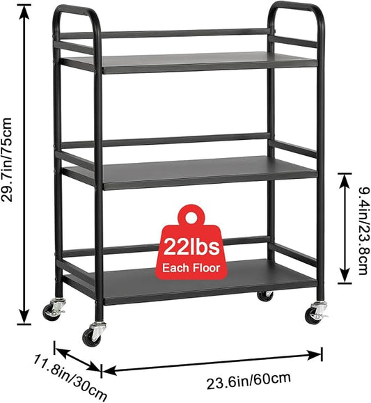 HDANI 3 Tier Metal Utility Multipurpose Rolling Cart, Large Capacity Heavy Duty - Image 2