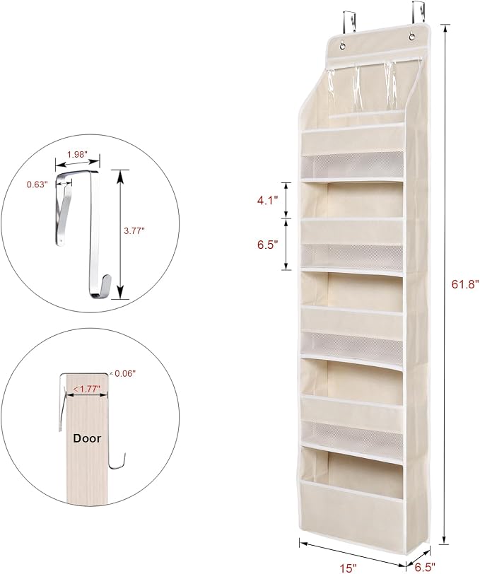Univivi 6-Shelf Over Door Hanging Organizer Fabric Baby Door Storage - Image 6