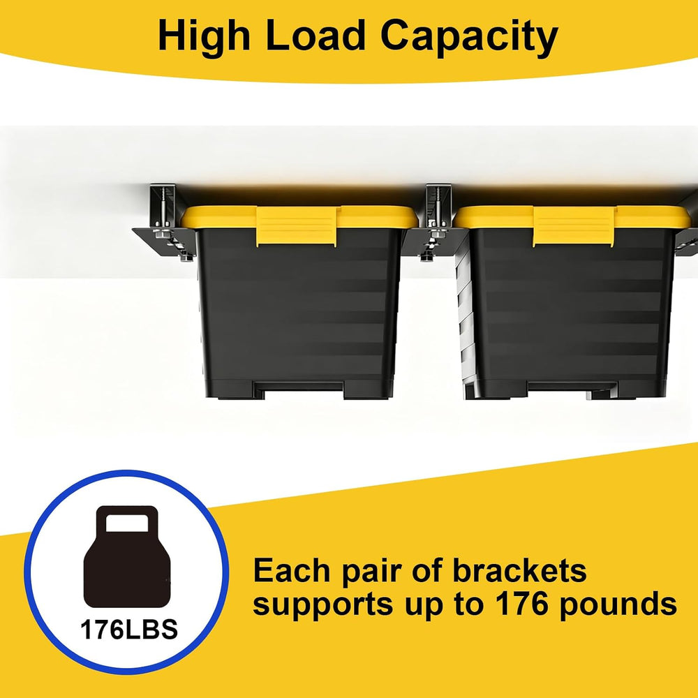 Garage Ceiling Storage Racks, Ceiling Mount Bin Holder, 6 Sets for 5 Bins