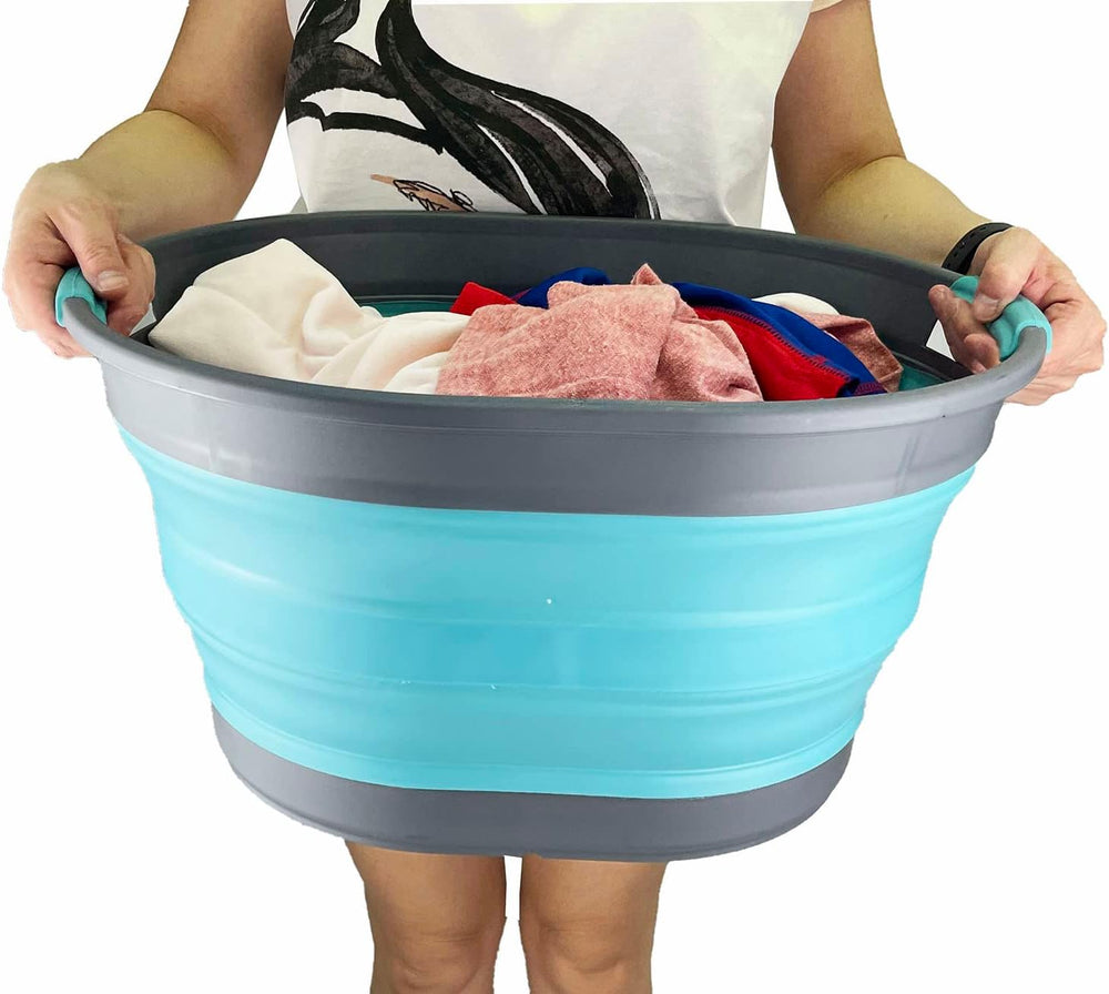 SAMMART 23L (6 Gallons) Set of 2 Collapsible Plastic Laundry Basket - Oval Tu...