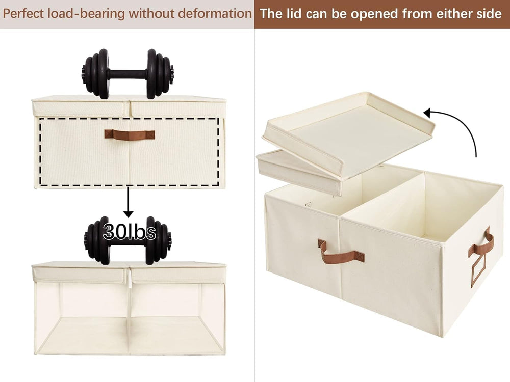 StorageWorks Large Decorative Storage Boxes with Lids, Oatmeal Beige