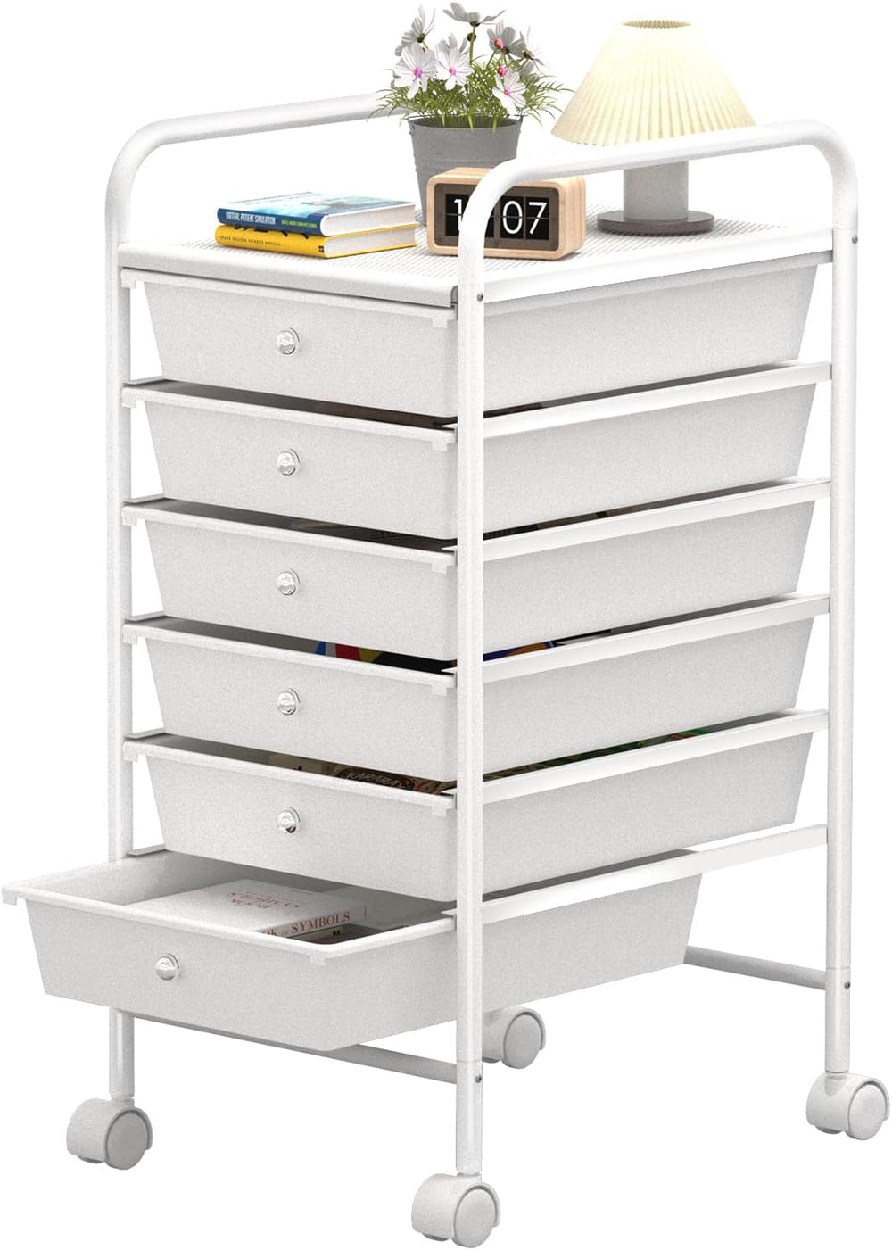 6 Tier Utility Rolling Cart with 6 Drawers Multipurpose Rolling Storage Cart ...