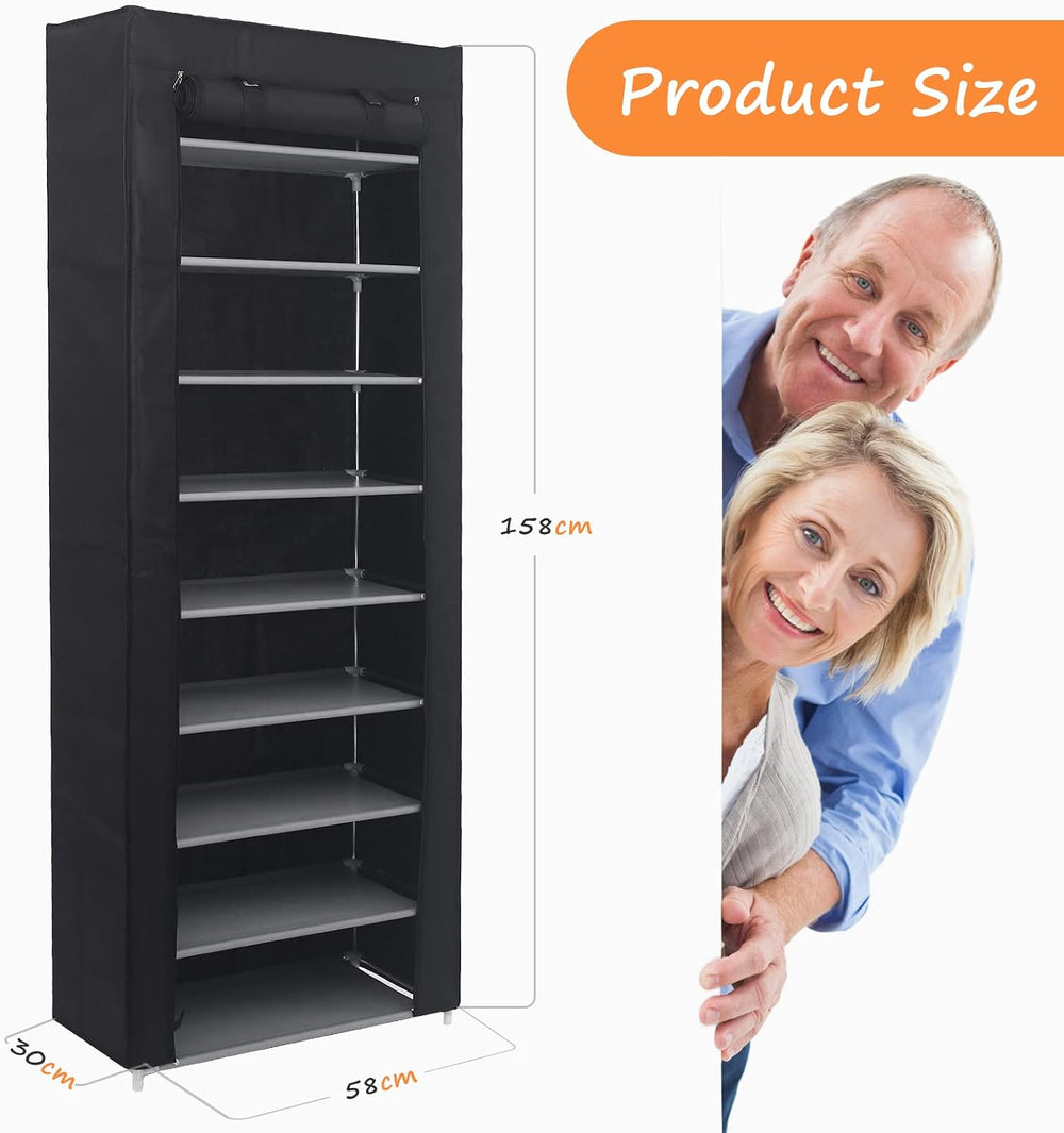 10 Tier Shoes Rack with Dustproof Cover, Shoe Storage Cabinet, Shoe Organizer...