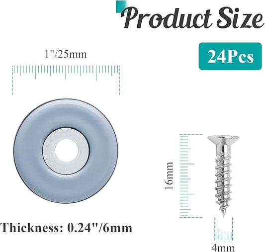 24pcs 1" Screw on Furniture Sliders, Teflon Chair Leg Slides, Round Furniture - Image 2