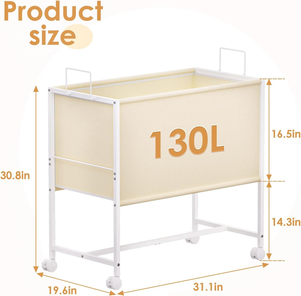 130L Rolling Laundry Basket with Wheels,Large Capacity Laundry Basket Cart