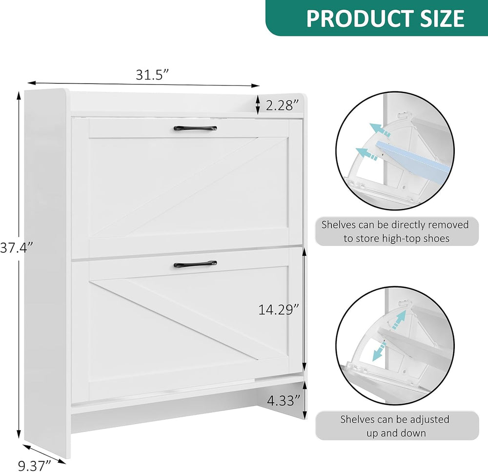 Lomojo Shoe Cabinet Storage for Entryway, Hidden Shoes Storage Cabinet with 2...