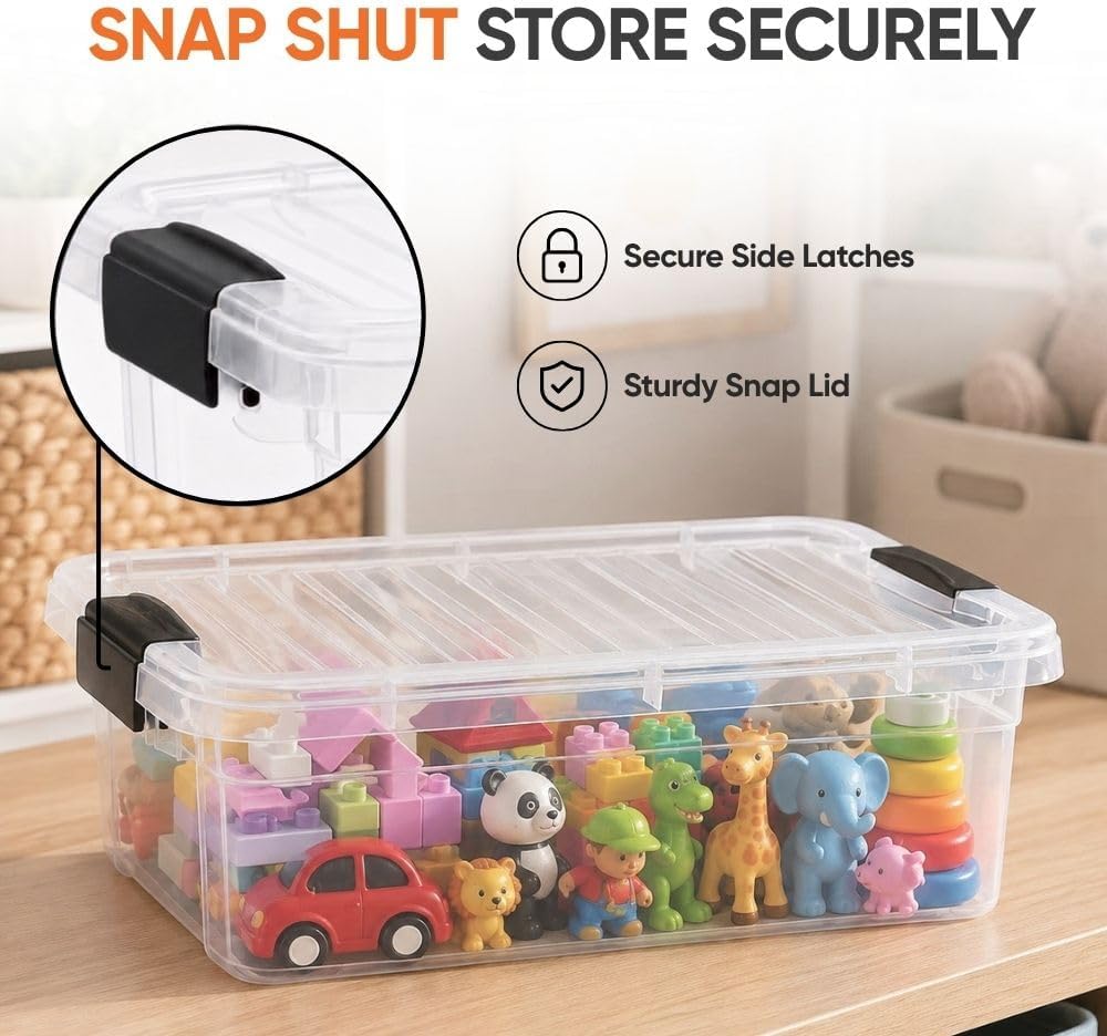 Superio 4.5 Quart Clear Plastic Storage Containers with Lids, Stackable Organ...