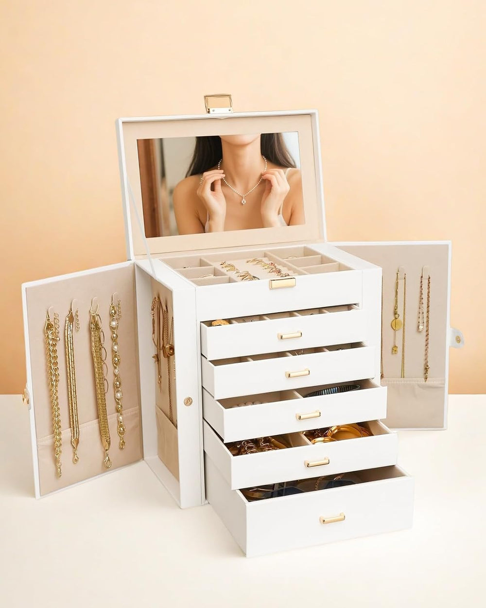 BOOVO Large Jewelry Box for Women 6 Layer