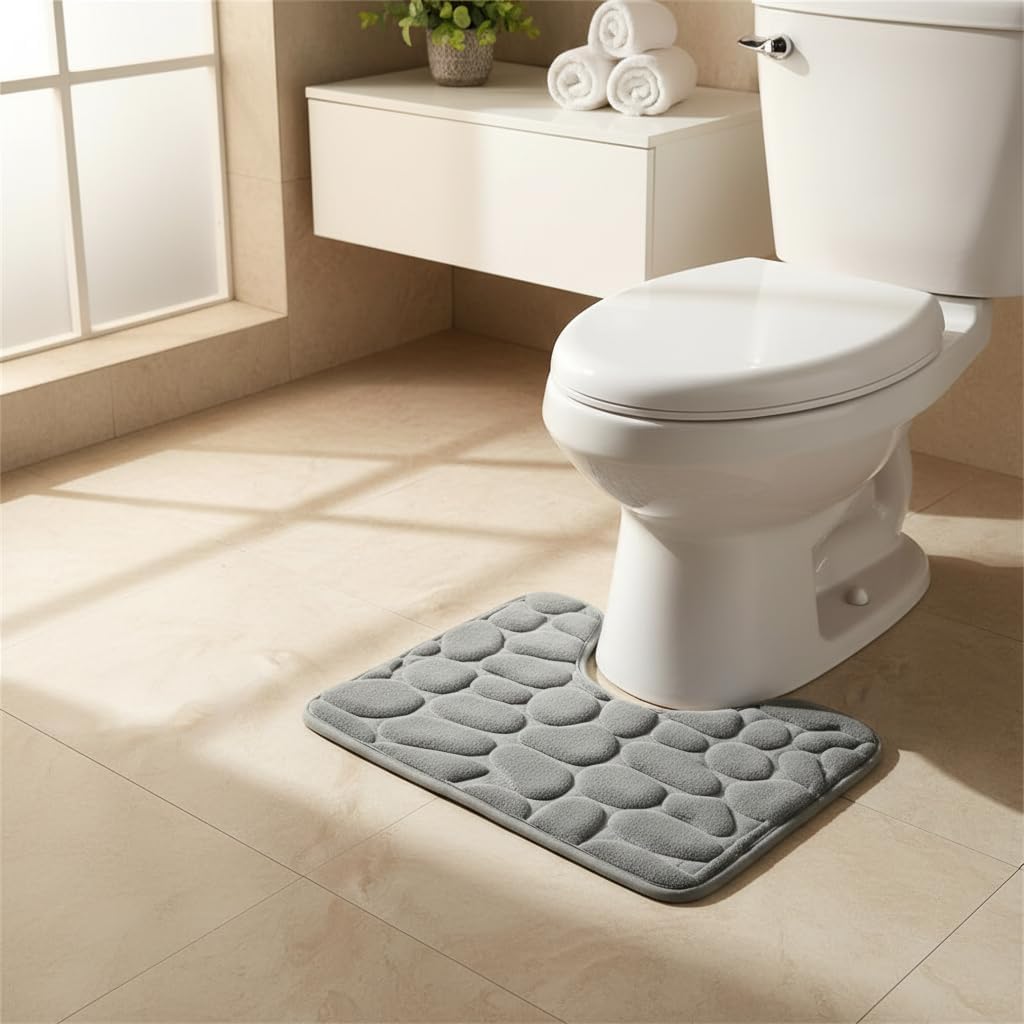Bathroom U-Shaped Mat, Absorbent and Non-Slip Floor Mat for The Bathroom