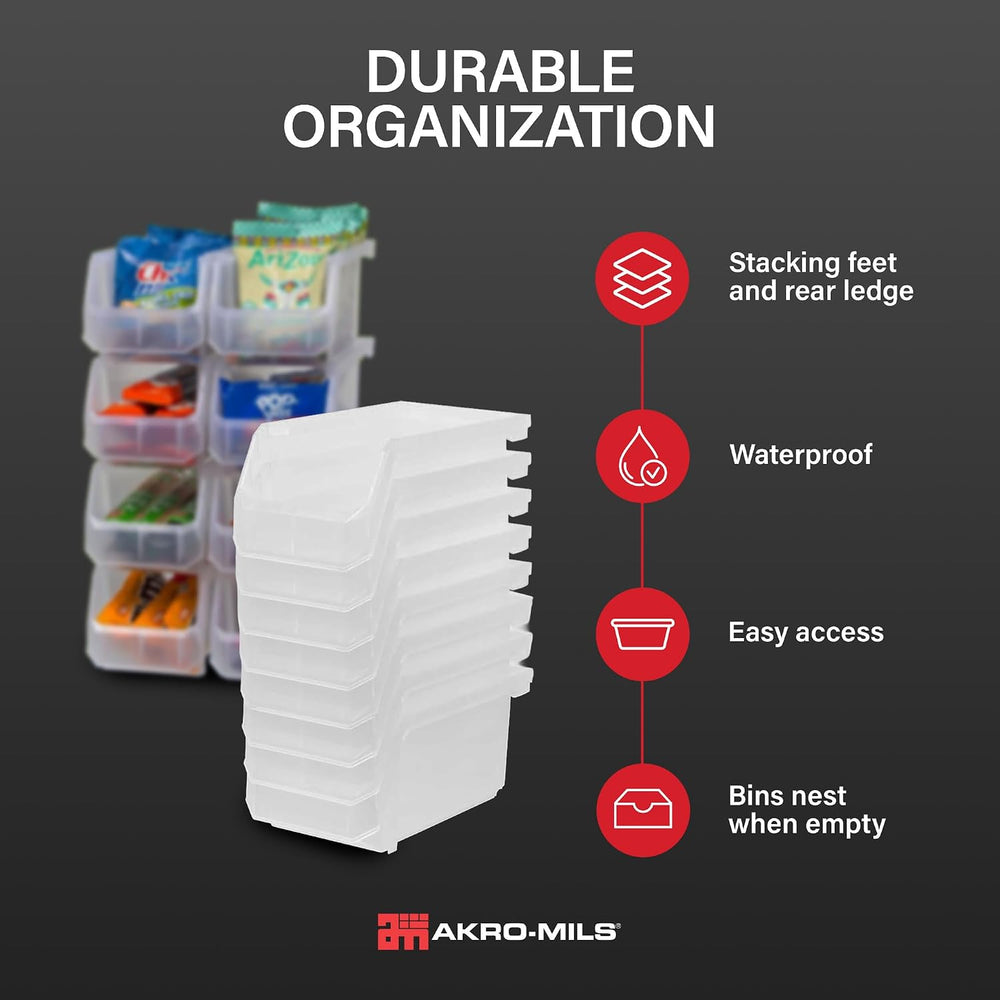 ReadySpace Medium Stackable Plastic Storage Bins, 8-Pack, Clear