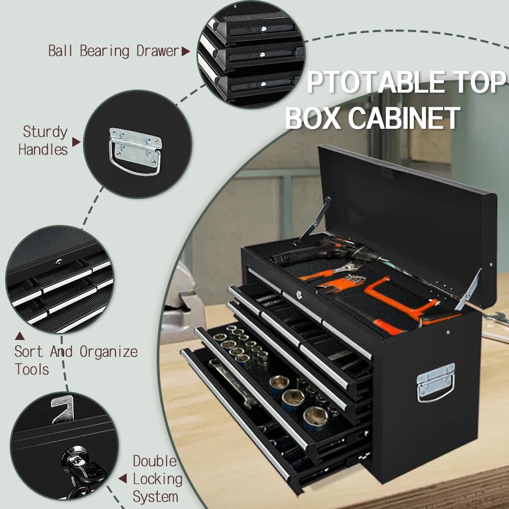 13-Drawer Tool Chest with Double Door and Wheels, 2 in 1 Detachable Rolling T...