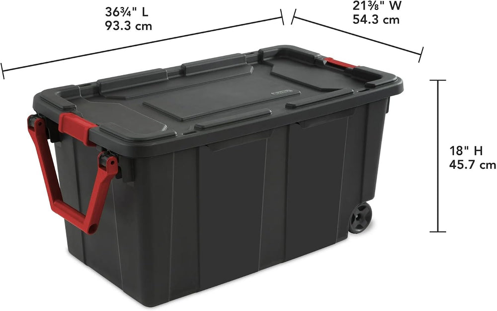 2 Pack 40 Gallon Heavy Duty Industrial Storage Bin with Wheels、 Lid、Handle
