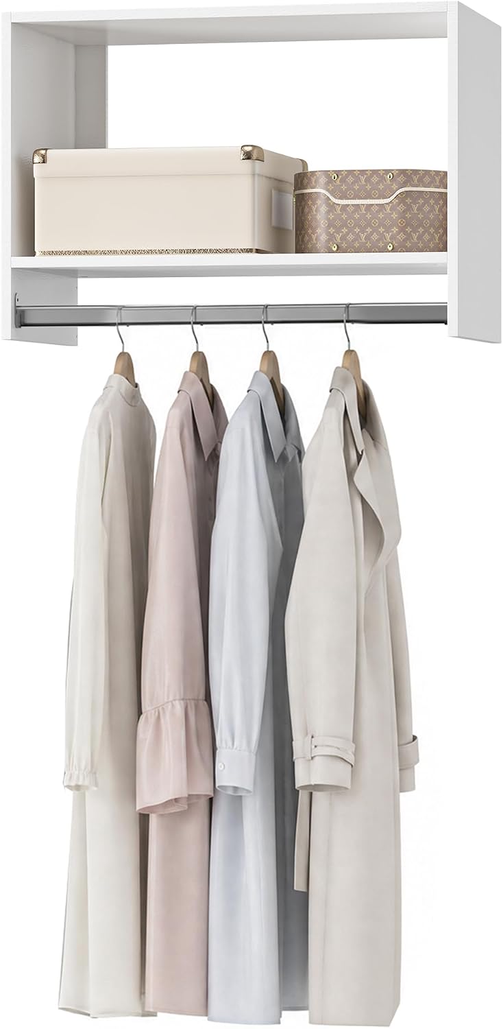 31.5" Wide Tall Hanging Modular Closet System, Wall-Mounted Closet Organ...