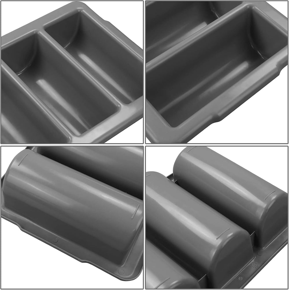 Begale 4-Pack Commercial Cutlery Bin, 4-Compartment Cutlery Bin, Gray