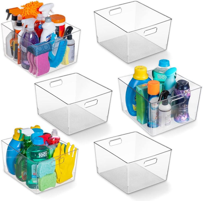 ClearSpace Clear Plastic Storage Bins for Kitchen, Fridge, Pantry, 6 Pack