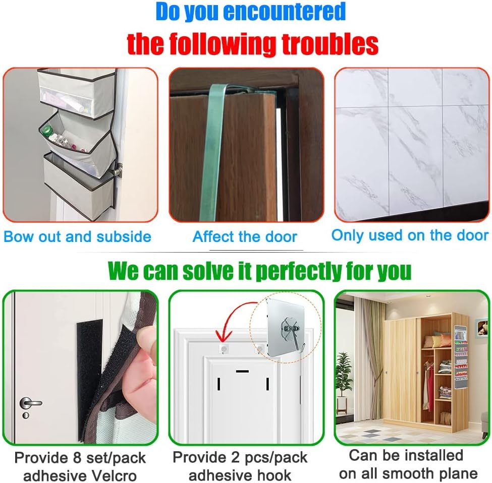 2 Pack 5-Shelf Hanging Shelves Over The Door Organizer Wall Mount Storage Bag...