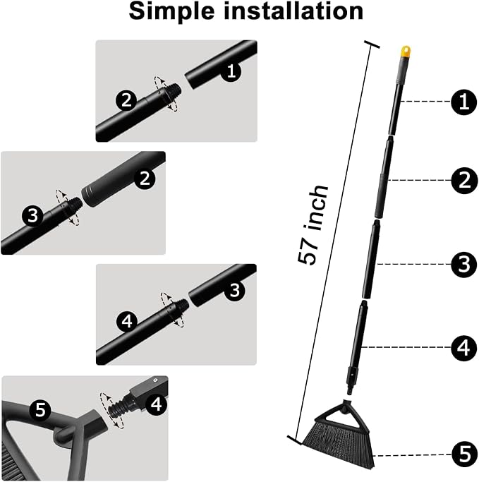 2PCS Heavy Duty Angle Broom, Long Pole Brooms - Image 8