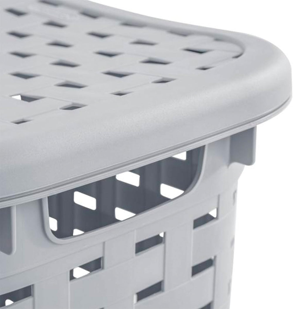 Sterilite Plastic Wicker Style Weave Laundry Hamper, Portable Slim Clothes St...